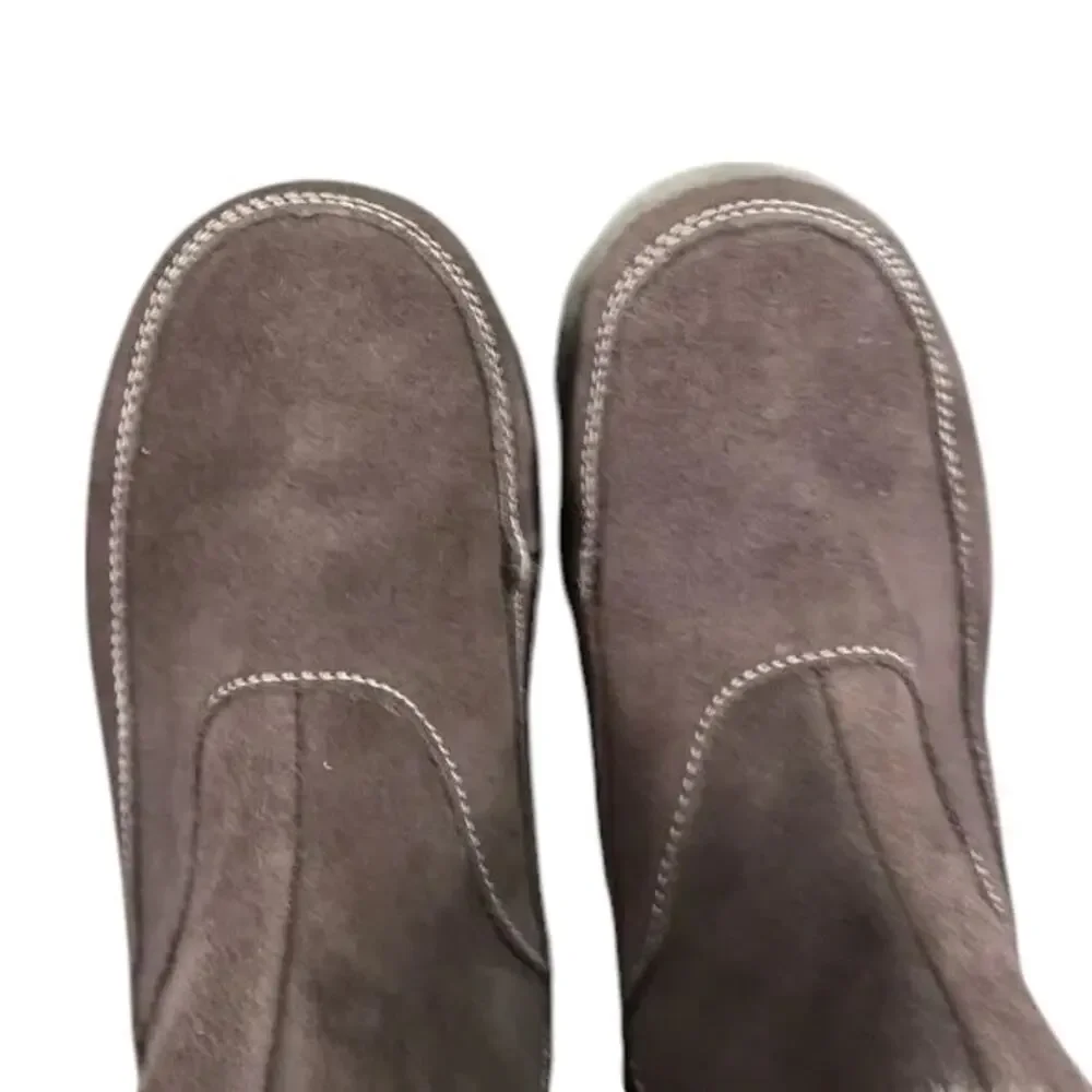 Khombu Shoes Womens 8.5 Booties Leather Faux Fur Winter Ankle Boot Gracie Brown
